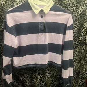 SO Black and Pink Striped Crop Top